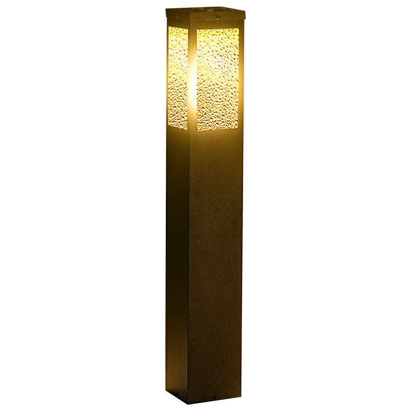 Modern Minimalist Waterproof Metal & Glass Diamond-Textured Pillar 1-Light Outdoor Light For Garden & Outdoor Patio | Stornfield