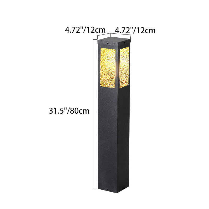 Modern Minimalist Waterproof Metal & Glass Diamond-Textured Pillar 1-Light Outdoor Light For Garden & Outdoor Patio | Stornfield