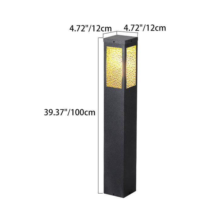 Modern Minimalist Waterproof Metal & Glass Diamond-Textured Pillar 1-Light Outdoor Light For Garden & Outdoor Patio | Stornfield
