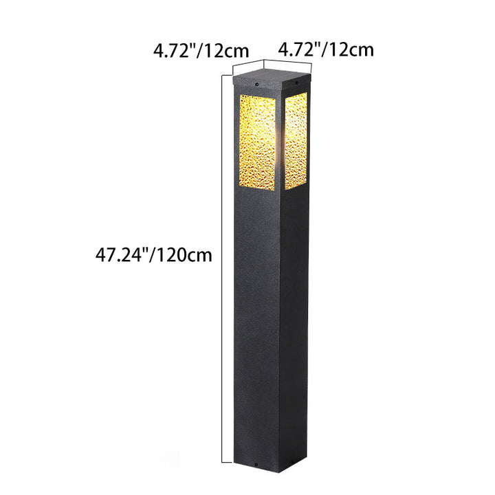 Modern Minimalist Waterproof Metal & Glass Diamond-Textured Pillar 1-Light Outdoor Light For Garden & Outdoor Patio | Stornfield