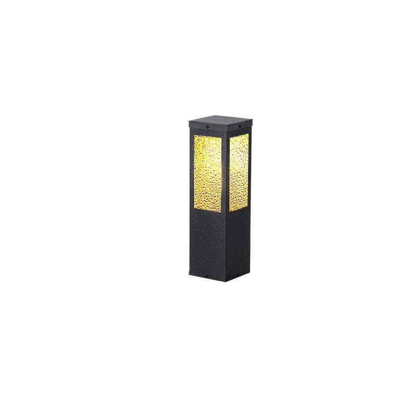 Modern Minimalist Waterproof Metal & Glass Diamond-Textured Pillar 1-Light Outdoor Light For Garden & Outdoor Patio | Stornfield