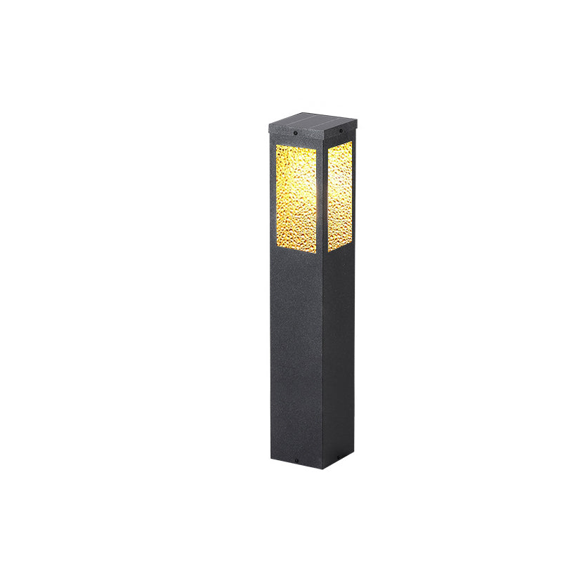 Modern Minimalist Waterproof Metal & Glass Diamond-Textured Pillar 1-Light Outdoor Light For Garden & Outdoor Patio | Stornfield