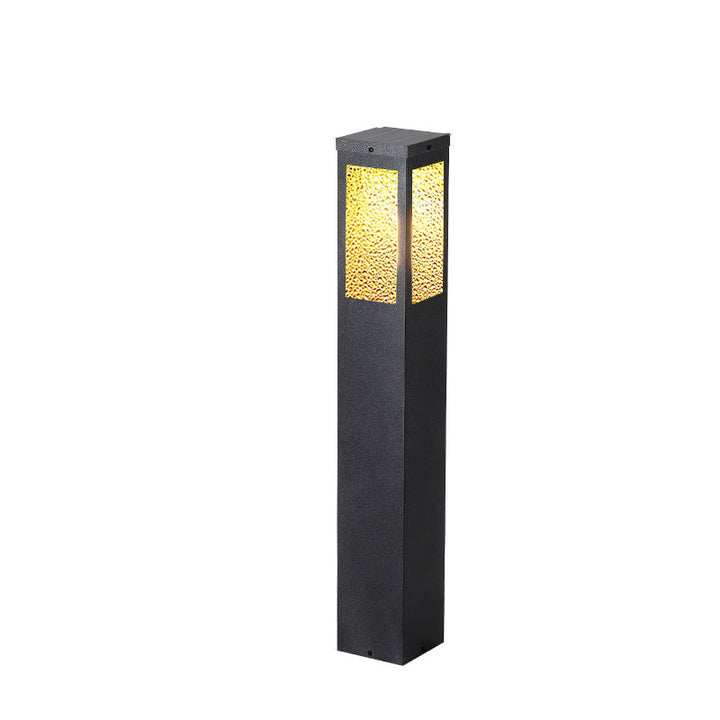 Modern Minimalist Waterproof Metal & Glass Diamond-Textured Pillar 1-Light Outdoor Light For Garden & Outdoor Patio | Stornfield