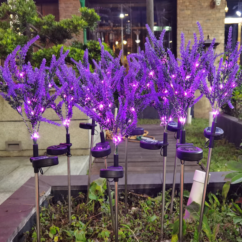 Modern Art Deco Solar Waterproof Stainless Steel PC & ABS Faux Lavender LED Outdoor Light Landscape Lighting For Garden & Outdoor Patio | Stornfield