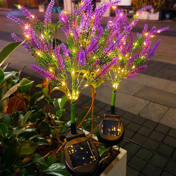 Modern Art Deco Solar Waterproof Stainless Steel PC & ABS Faux Lavender LED Outdoor Light Landscape Lighting For Garden & Outdoor Patio | Stornfield