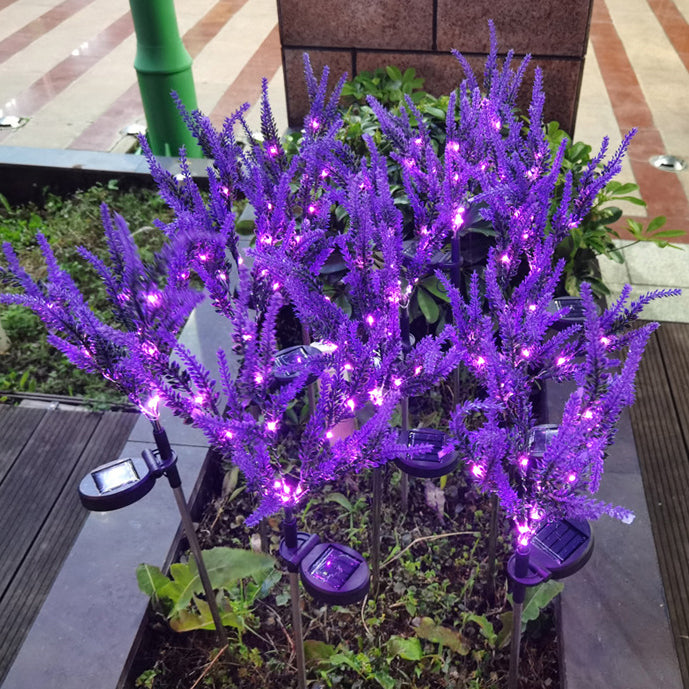 Modern Art Deco Solar Waterproof Stainless Steel PC & ABS Faux Lavender LED Outdoor Light Landscape Lighting For Garden & Outdoor Patio | Stornfield