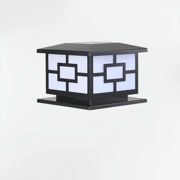 Contemporary Industrial ABS Cube LED Waterproof Solar Post Lamp For Outdoor Patio | Stornfield