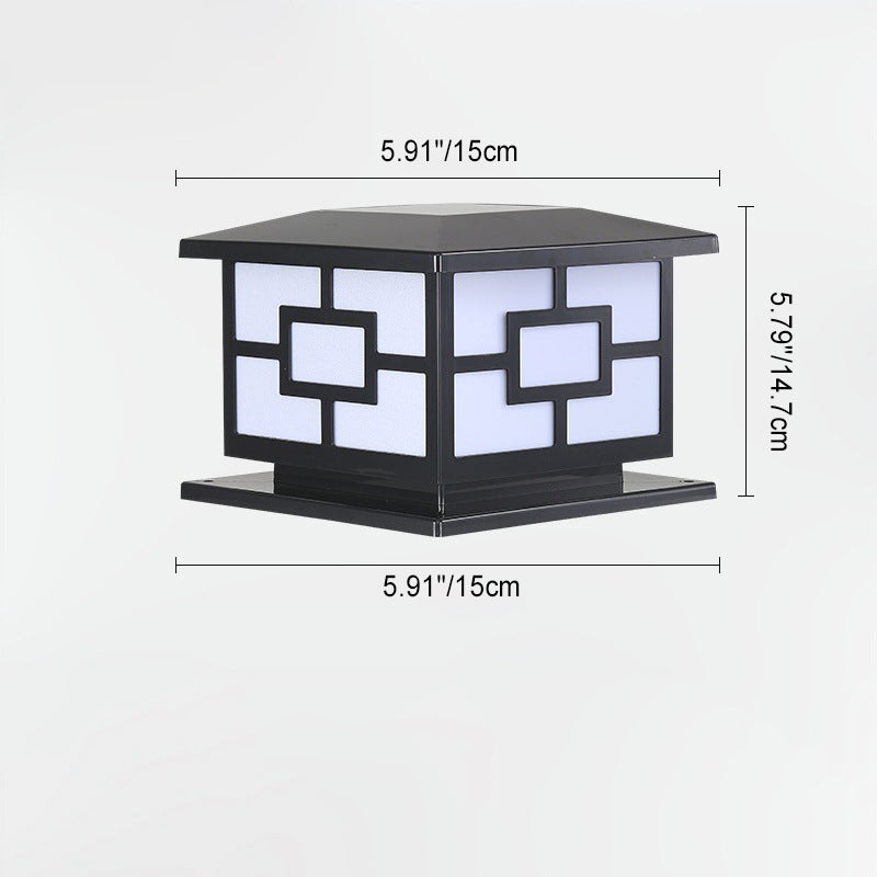 Contemporary Industrial ABS Cube LED Waterproof Solar Post Lamp For Outdoor Patio | Stornfield