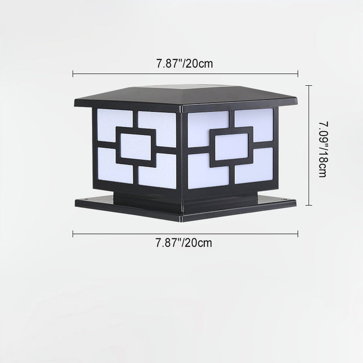 Contemporary Industrial ABS Cube LED Waterproof Solar Post Lamp For Outdoor Patio | Stornfield