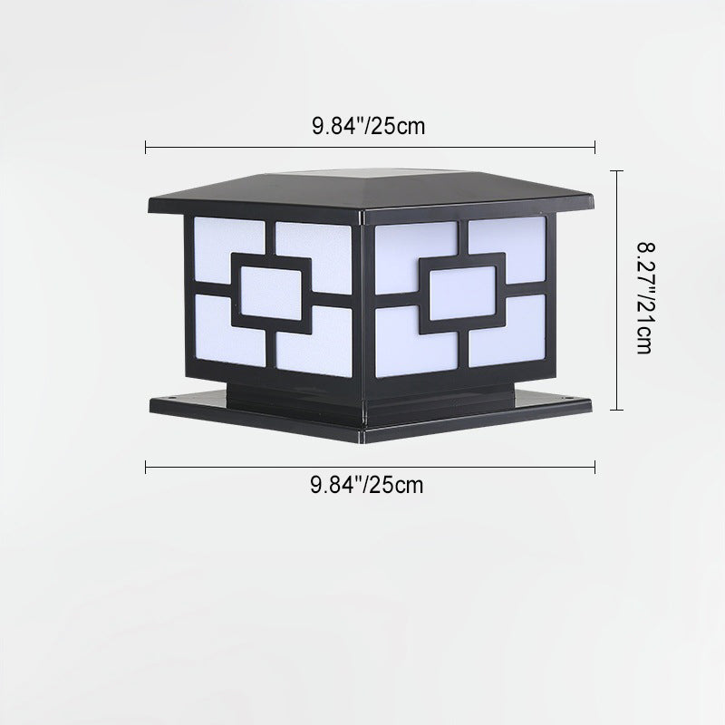 Contemporary Industrial ABS Cube LED Waterproof Solar Post Lamp For Outdoor Patio | Stornfield