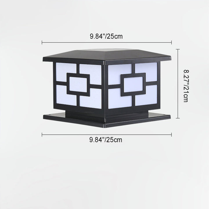 Contemporary Industrial ABS Cube LED Waterproof Solar Post Lamp For Outdoor Patio | Stornfield