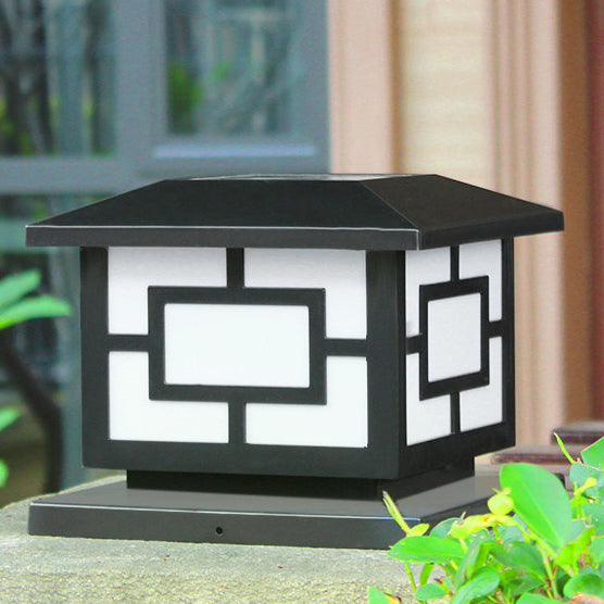 Contemporary Industrial ABS Cube LED Waterproof Solar Post Lamp For Outdoor Patio | Stornfield