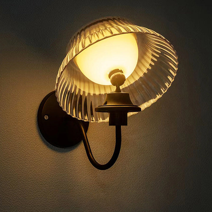 Modern Minimalist Round Half Ball Curved Pole Iron ABS LED Outdoor Wall Sconce Lamp For Garden | Stornfield