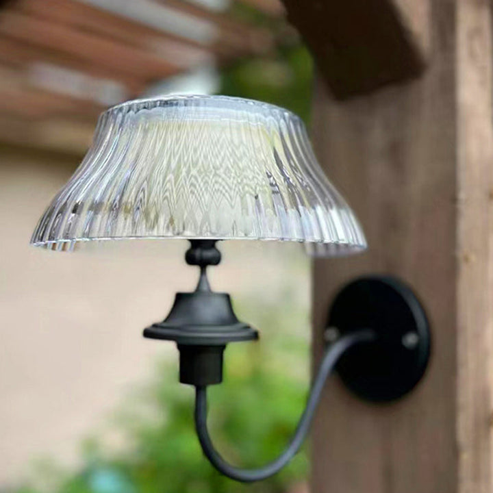 Modern Minimalist Round Half Ball Curved Pole Iron ABS LED Outdoor Wall Sconce Lamp For Garden | Stornfield