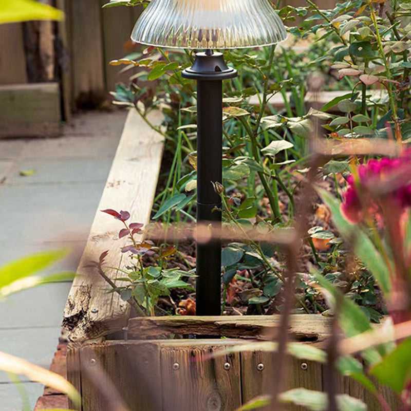 Modern Minimalist Round Half Ball Long Pole Iron ABS LED Ground Plug Outdoor Light For Garden | Stornfield