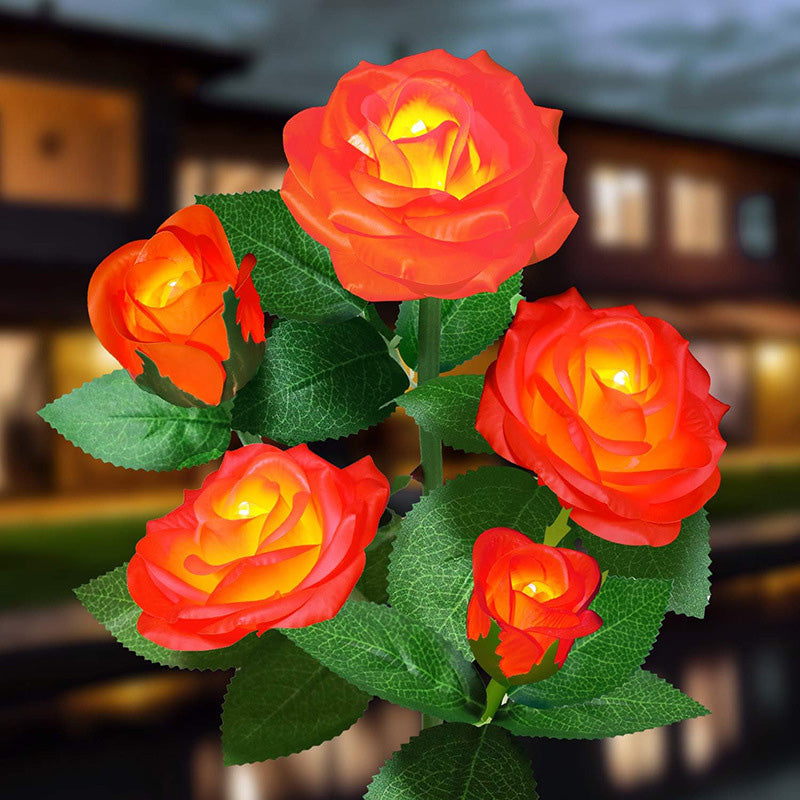 Modern Art Deco Solar Waterproof Rose Plastic Stainless Steel LED Ground Plug Outdoor Light For Garden | Stornfield