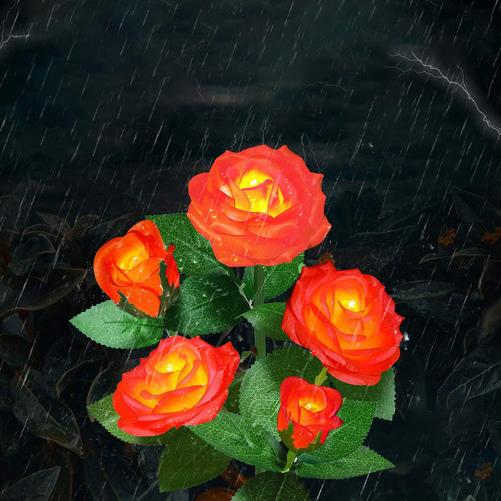 Modern Art Deco Solar Waterproof Rose Plastic Stainless Steel LED Ground Plug Outdoor Light For Garden | Stornfield