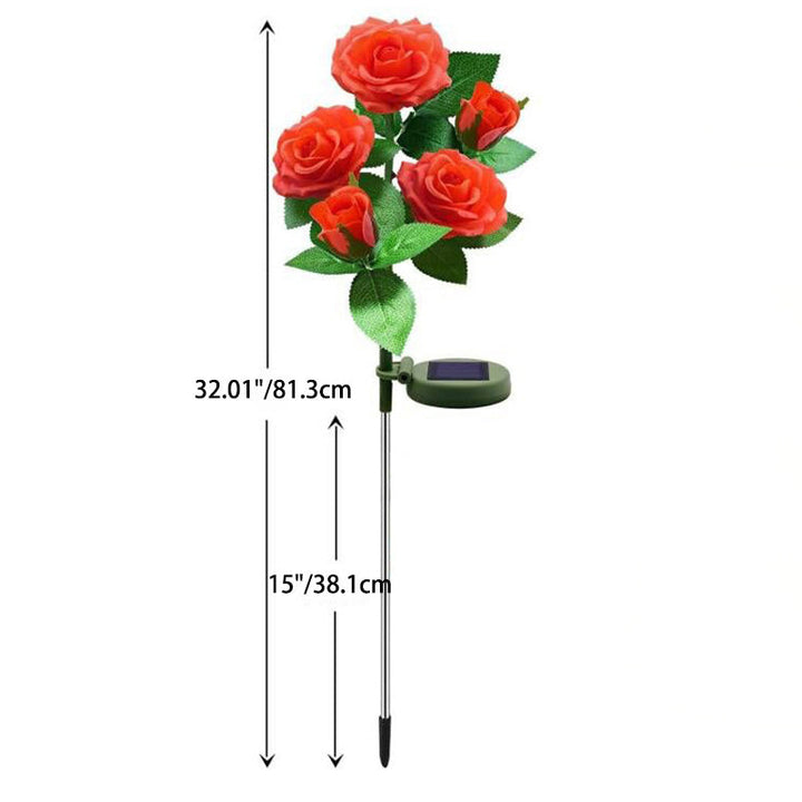 Modern Art Deco Solar Waterproof Rose Plastic Stainless Steel LED Ground Plug Outdoor Light For Garden | Stornfield
