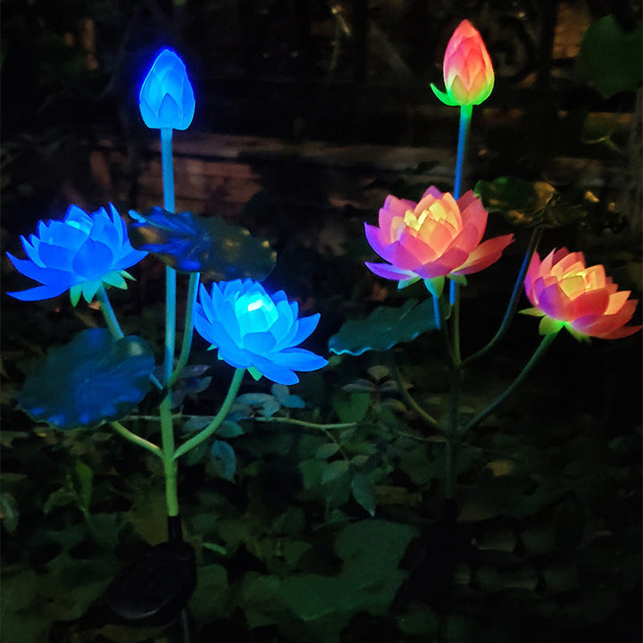 Contemporary Creative Lotus Flower Lotus Leaf Silk Cloth Stainless Steel LED Landscape Light Outdoor Light For Garden | Stornfield