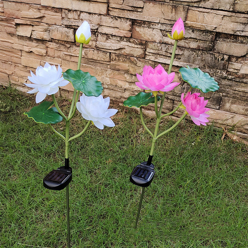 Contemporary Creative Lotus Flower Lotus Leaf Silk Cloth Stainless Steel LED Landscape Light Outdoor Light For Garden | Stornfield