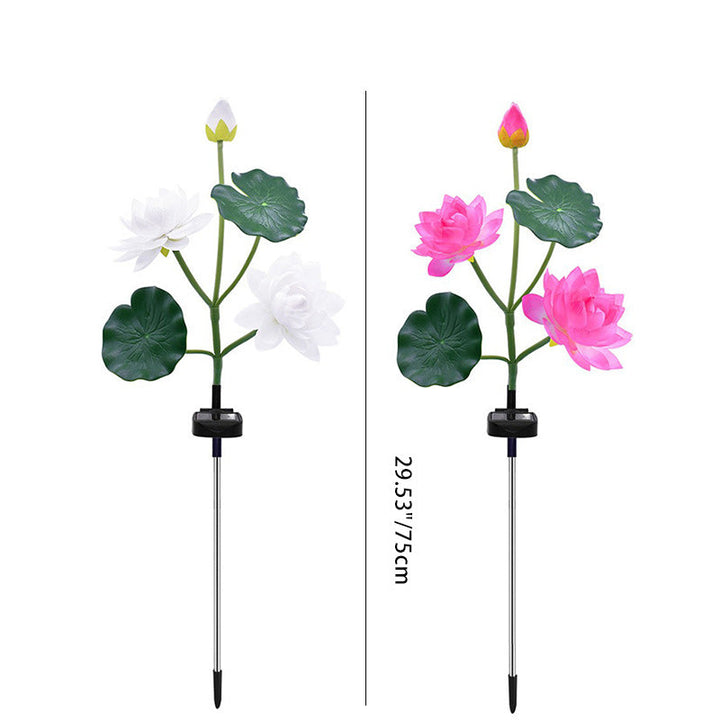 Contemporary Creative Lotus Flower Lotus Leaf Silk Cloth Stainless Steel LED Landscape Light Outdoor Light For Garden | Stornfield
