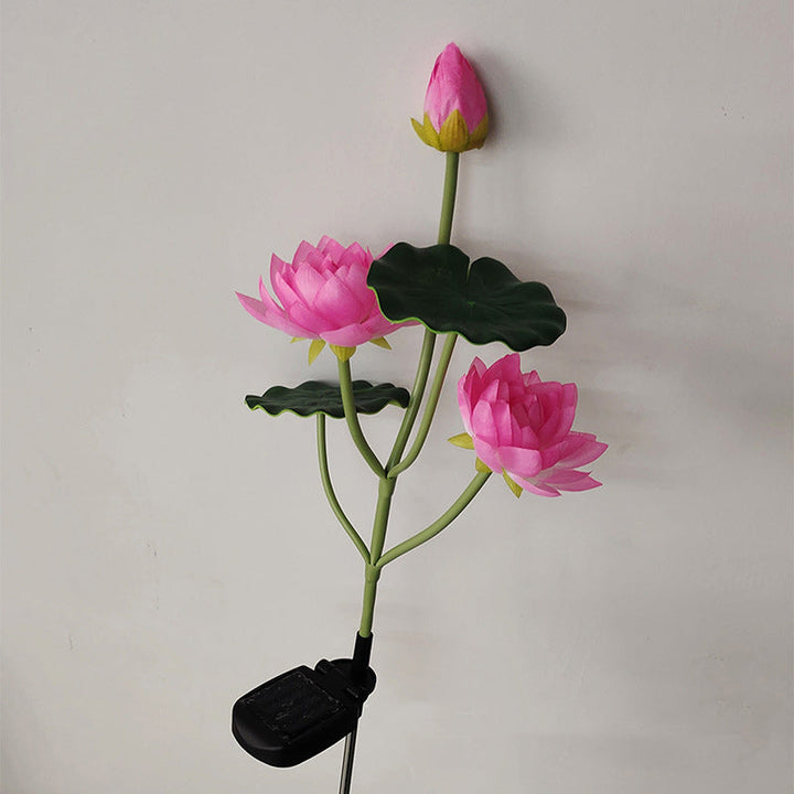 Contemporary Creative Lotus Flower Lotus Leaf Silk Cloth Stainless Steel LED Landscape Light Outdoor Light For Garden | Stornfield