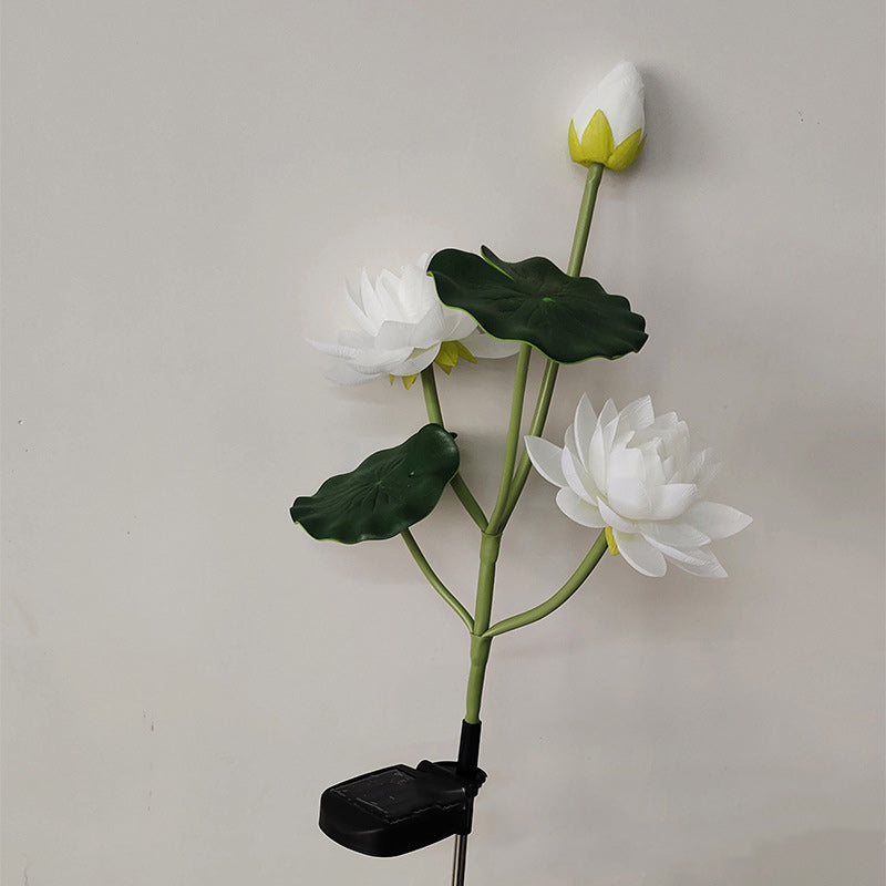 Contemporary Creative Lotus Flower Lotus Leaf Silk Cloth Stainless Steel LED Landscape Light Outdoor Light For Garden | Stornfield