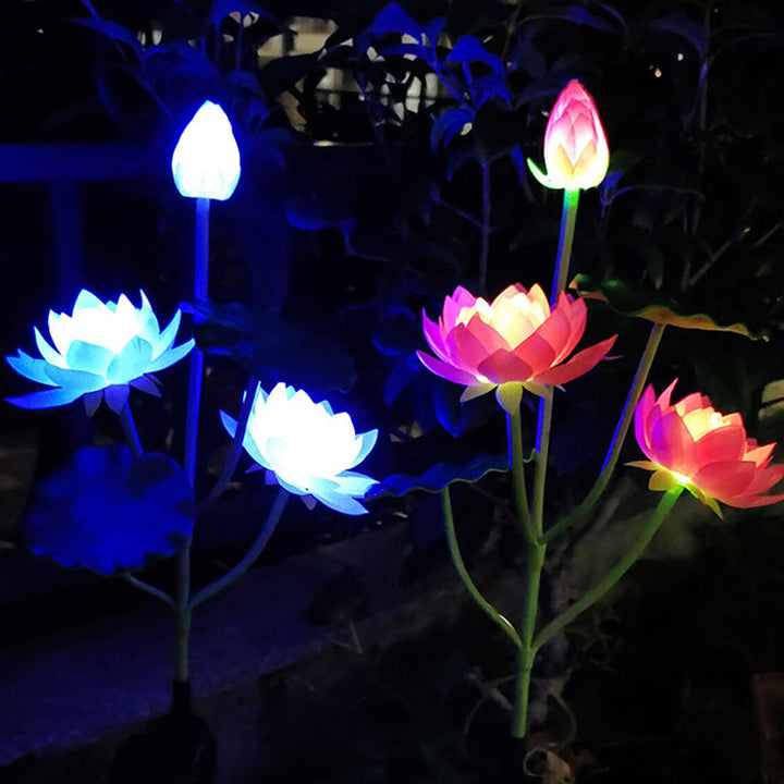 Contemporary Creative Lotus Flower Lotus Leaf Silk Cloth Stainless Steel LED Landscape Light Outdoor Light For Garden | Stornfield