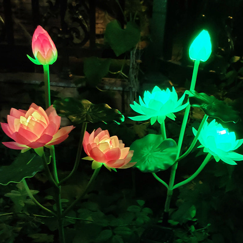 Contemporary Creative Lotus Flower Lotus Leaf Silk Cloth Stainless Steel LED Landscape Light Outdoor Light For Garden | Stornfield