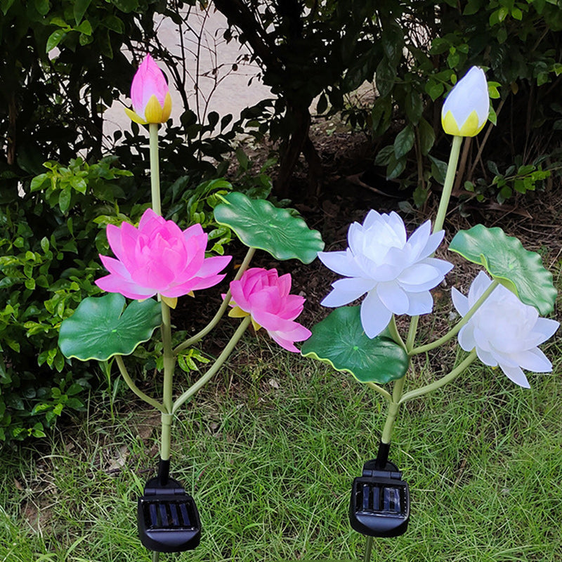 Contemporary Creative Lotus Flower Lotus Leaf Silk Cloth Stainless Steel LED Landscape Light Outdoor Light For Garden | Stornfield