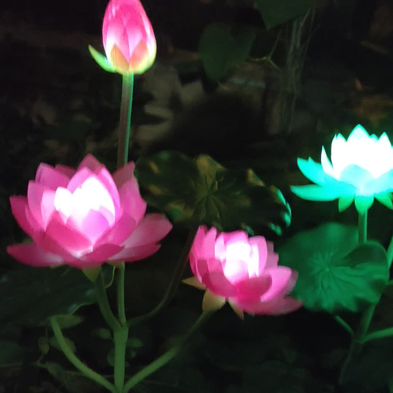 Contemporary Creative Lotus Flower Lotus Leaf Silk Cloth Stainless Steel LED Landscape Light Outdoor Light For Garden | Stornfield