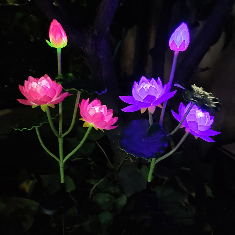 Contemporary Creative Lotus Flower Lotus Leaf Silk Cloth Stainless Steel LED Landscape Light Outdoor Light For Garden | Stornfield