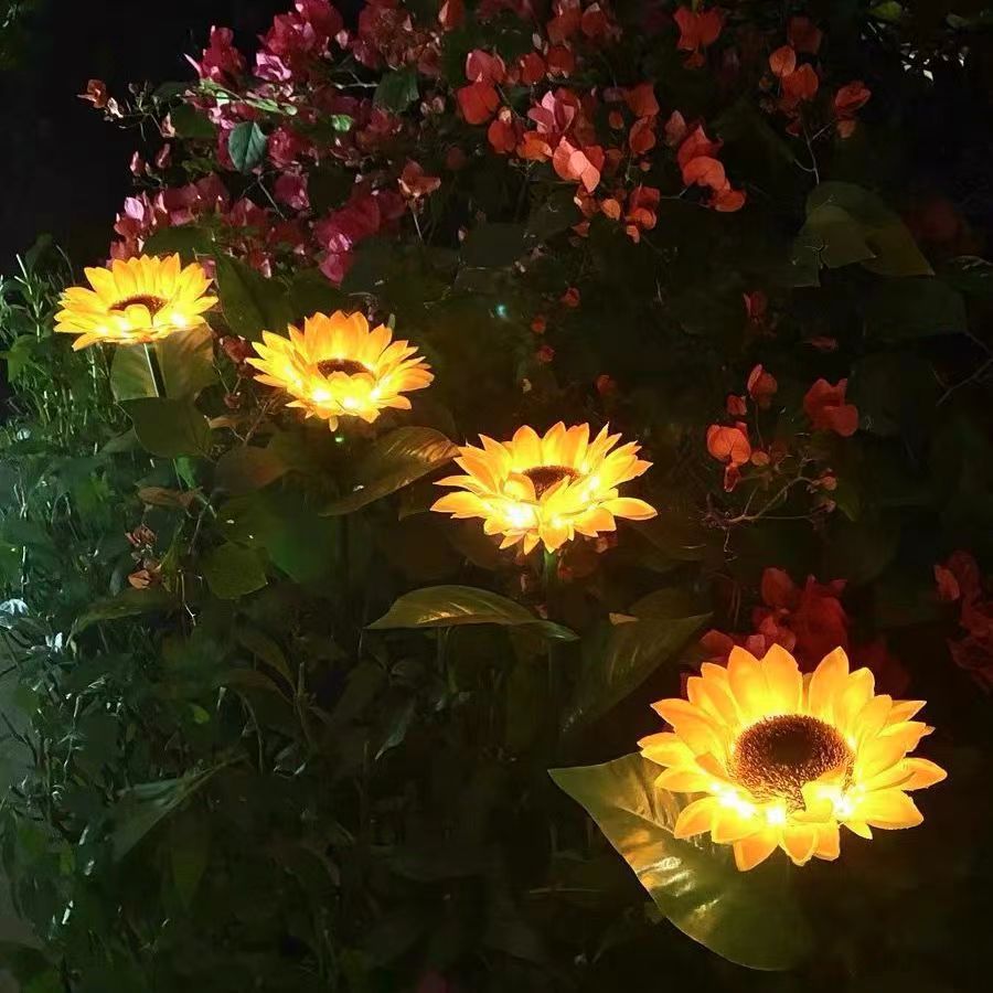 Contemporary Creative Solar Waterproof Sunflower Silk Stainless Steel LED Landscape Light Outdoor Light For Garden | Stornfield