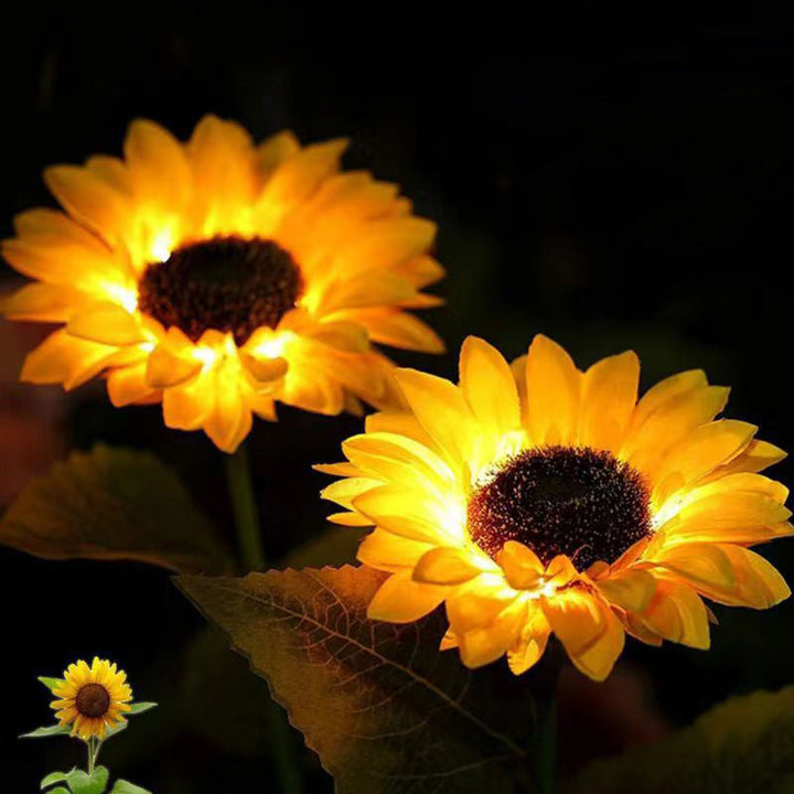 Contemporary Creative Solar Waterproof Sunflower Silk Stainless Steel LED Landscape Light Outdoor Light For Garden | Stornfield