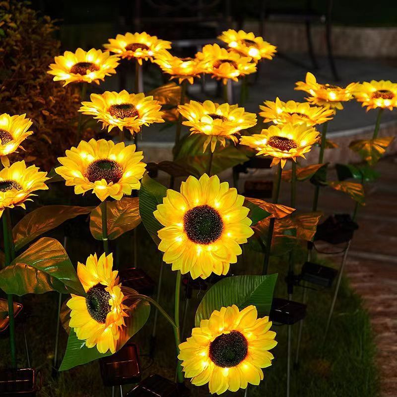Contemporary Creative Solar Waterproof Sunflower Silk Stainless Steel LED Landscape Light Outdoor Light For Garden | Stornfield