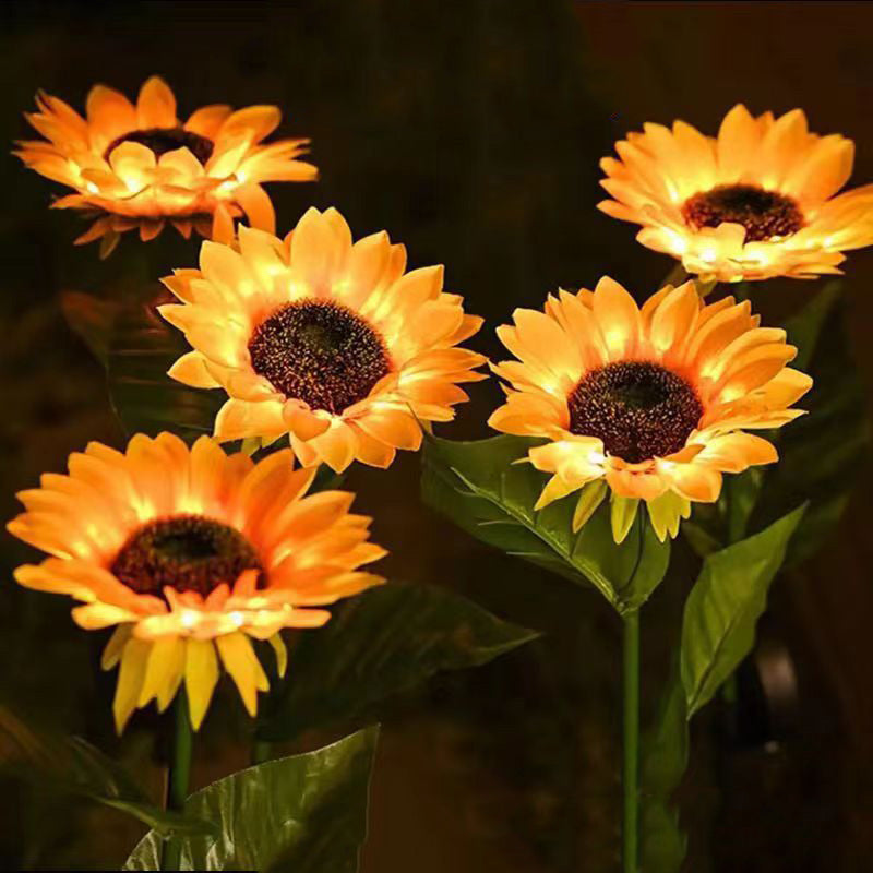 Contemporary Creative Solar Waterproof Sunflower Silk Stainless Steel LED Landscape Light Outdoor Light For Garden | Stornfield