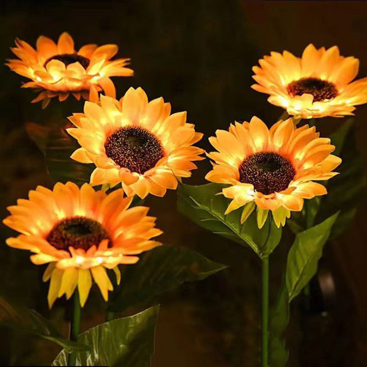 Contemporary Creative Solar Waterproof Sunflower Silk Stainless Steel LED Landscape Light Outdoor Light For Garden | Stornfield