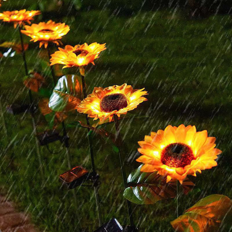 Contemporary Creative Solar Waterproof Sunflower Silk Stainless Steel LED Landscape Light Outdoor Light For Garden | Stornfield