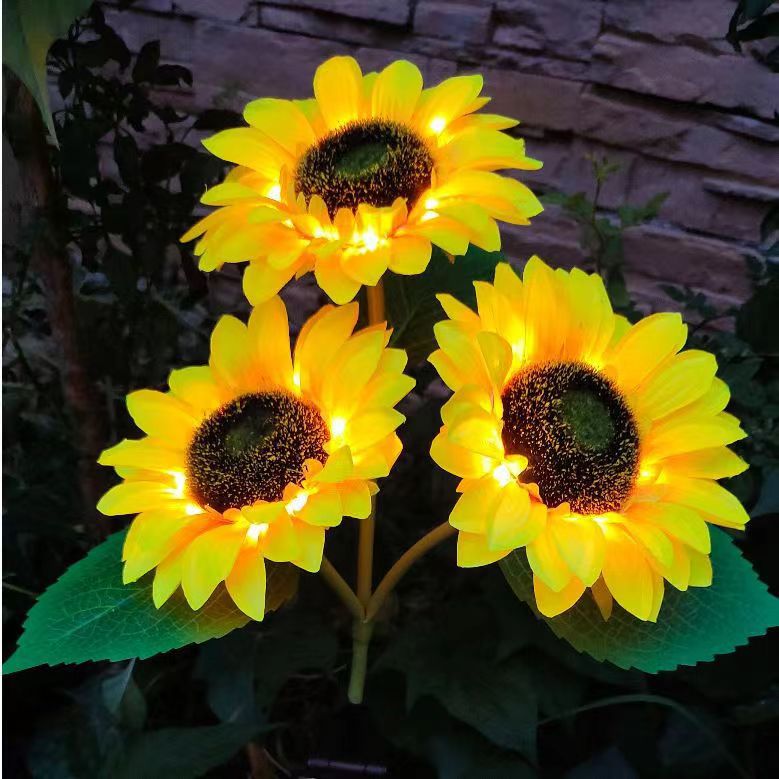 Contemporary Creative Solar Waterproof Sunflower Silk Stainless Steel LED Landscape Light Outdoor Light For Garden | Stornfield