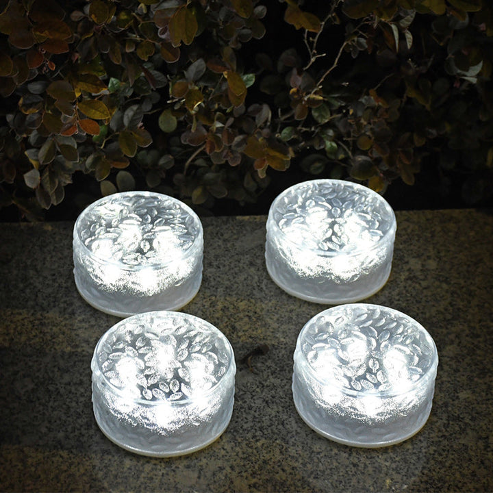 Modern Minimalist Solar Round Ice Brick Shape Acrylic LED Outdoor Light For Garden | Stornfield