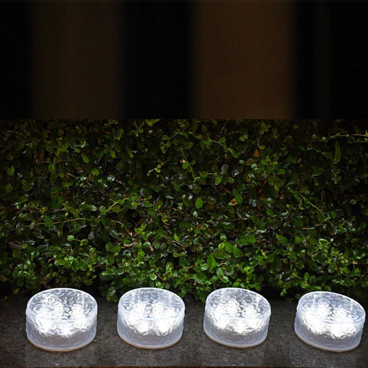 Modern Minimalist Solar Round Ice Brick Shape Acrylic LED Outdoor Light For Garden | Stornfield
