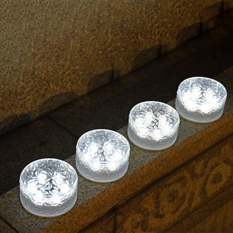 Modern Minimalist Solar Round Ice Brick Shape Acrylic LED Outdoor Light For Garden | Stornfield