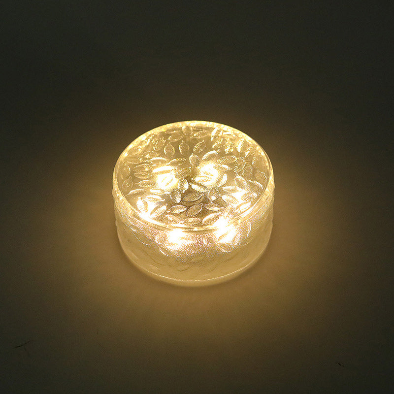 Modern Minimalist Solar Round Ice Brick Shape Acrylic LED Outdoor Light For Garden | Stornfield