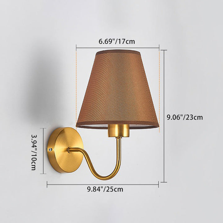Stornfield | Applique murale contemporaine en fer à tige incurvée nordique ronde avec abat-jour en tissu 1 lumière pour salon