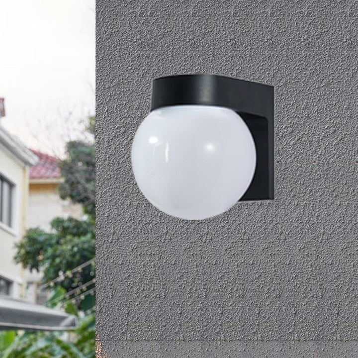 Modern Simplicity Waterproof Orb Polycarbonate Acrylic 1-Light Wall Sconce Lamp For Outdoor Patio | Stornfield