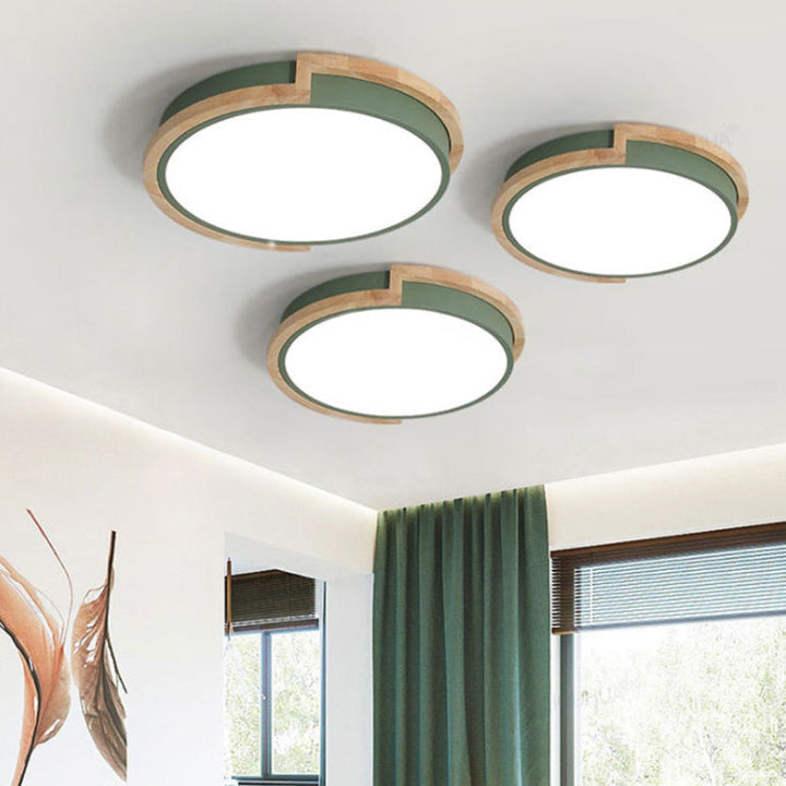 Stornfield | LumenCraft Plafonnier LED Nordique | Cadre en Bois | Abat-jour en Acrylique | Luminaire d'Ambiance | Pour Chambre et Salon