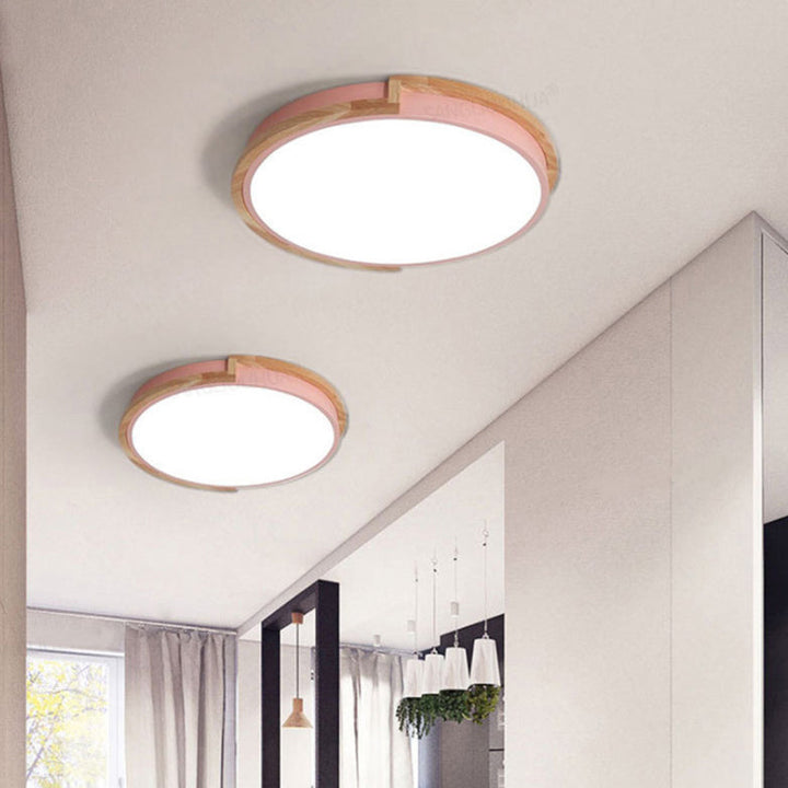Stornfield | LumenCraft Plafonnier LED Nordique | Cadre en Bois | Abat-jour en Acrylique | Luminaire d'Ambiance | Pour Chambre et Salon