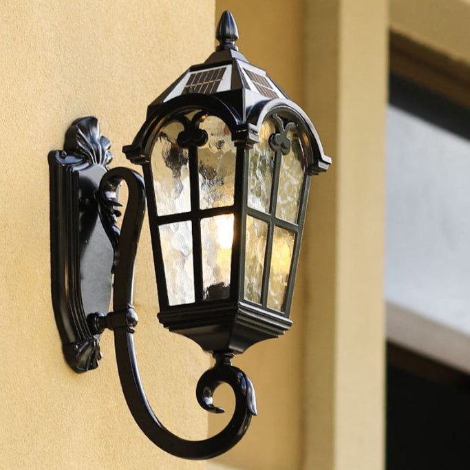 Traditional European Quadrilateral Lace Aluminum Printed Glass 1-Light Outdoor Wall Sconce Lamp For Garden | Stornfield