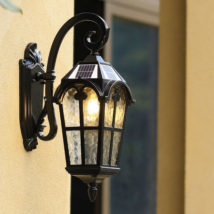 Traditional European Quadrilateral Lace Aluminum Printed Glass 1-Light Outdoor Wall Sconce Lamp For Garden | Stornfield