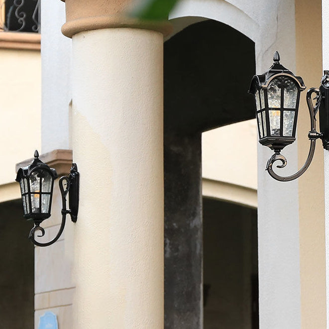 Traditional European Quadrilateral Lace Aluminum Printed Glass 1-Light Outdoor Wall Sconce Lamp For Garden | Stornfield